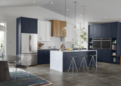 Yorktowne cabinets modern blue kitchen