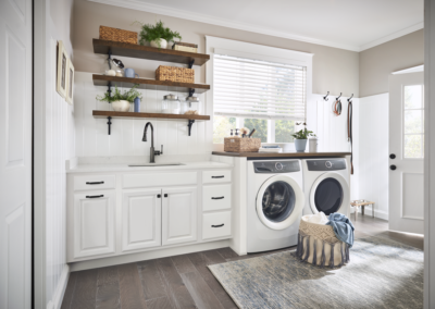 Yorktowne cabinets white laundry room