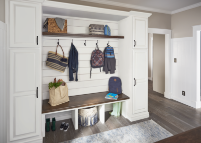 Yorktowne cabinets white mudroom